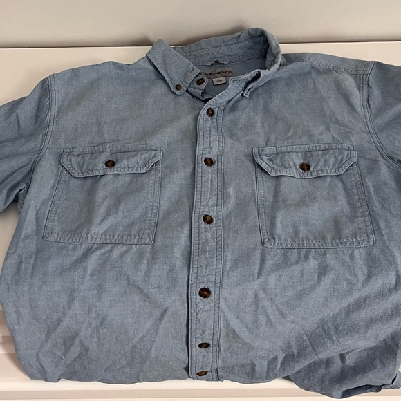 Men's Carhartt Blue Denim Button-Up Shirt Large - Picture 1 of 7